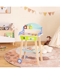 Gymax Kid's Pretend Barbecue Grill Play Set Toy Bbq Cooking Playset with Accessories