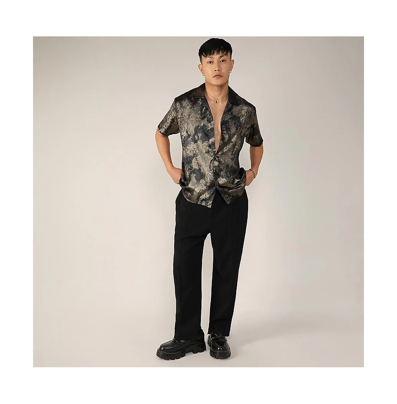 Men's Midnight Black & Metallic Gold Metallic Ombre Shirt