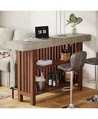 Tribesigns 63-Inch Large Home Bar Unit, Modern 2-Tier Bar Table with Footrest, Corner Mini Coffee Bar Cabinet for Home Kitchen Pub, Dining Room, Livin