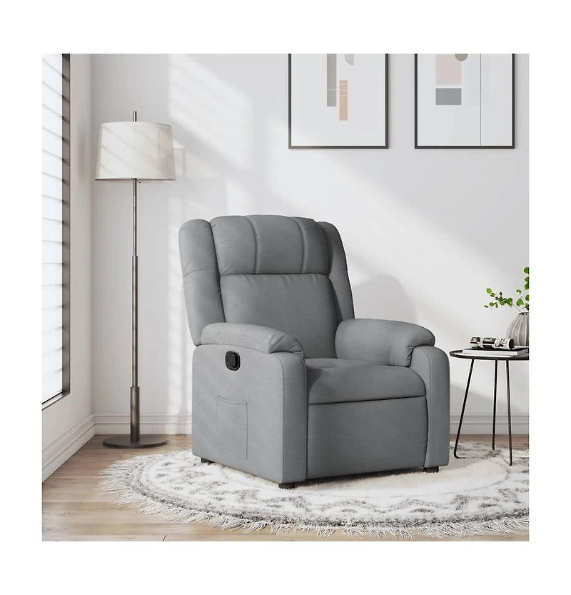 Recliner Chair Light Gray Fabric