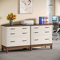 Tribesigns 3-Drawer File Cabinet, Lateral Filing Cabinet for A4/Letter/Legal Size, Wood Office Storage Cabinet Printer Stand for Home Office, Living R