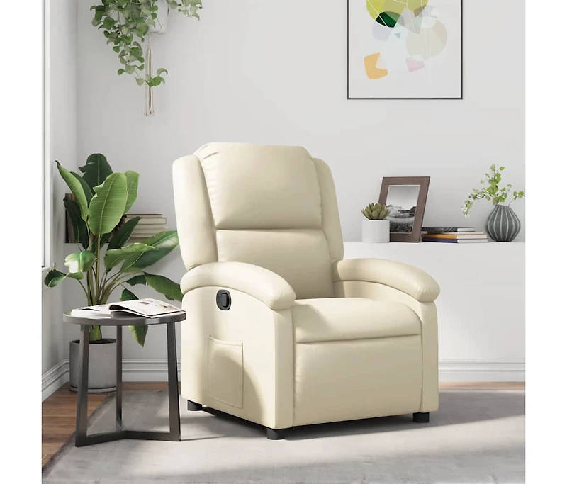 Recliner Chair Cream Faux Leather