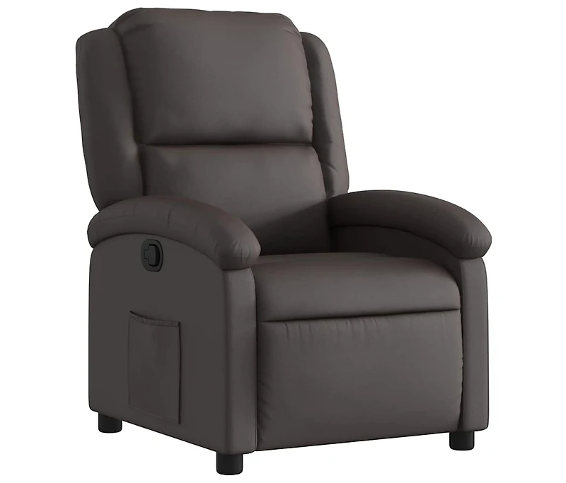 Recliner Chair Dark Brown Real Leather