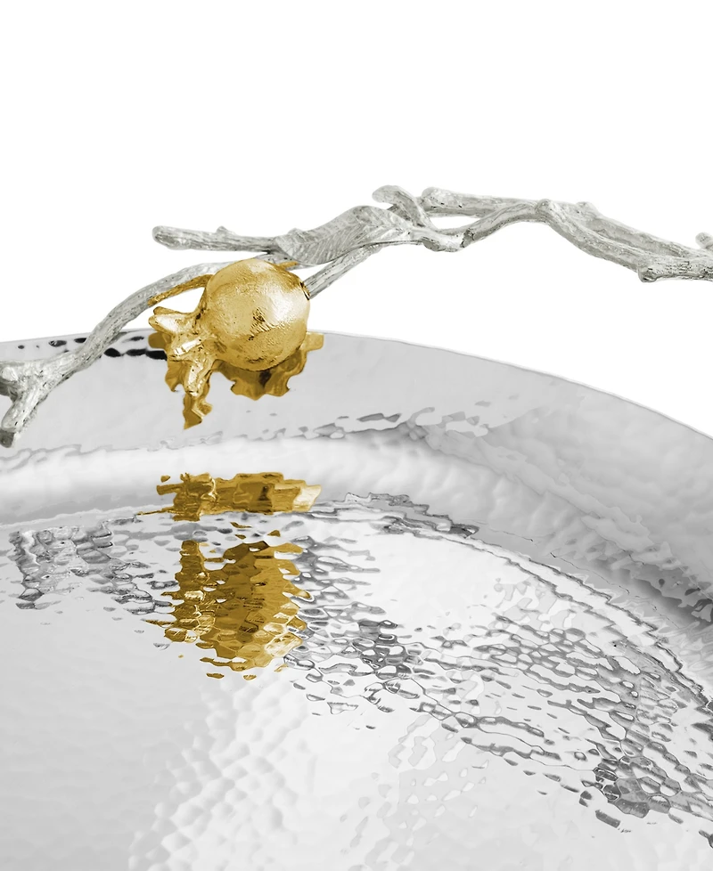 Michael Aram Pomegranate Silver and Gold Oval Tray