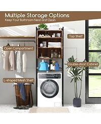 Sugift Over-The-Toilet Storage Cabinet with Heavy-Duty Metal Frame 2-door Freestanding