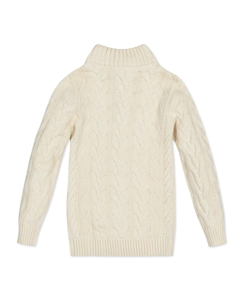 Hope & Henry Baby Boys Mock Neck Cable Sweater with Buttons