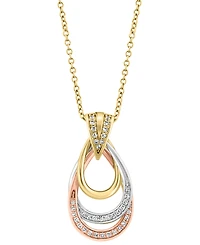 Effy Diamond Interlocking Open Drop Pendant Necklace (1/6 ct. t.w.) in 14k Tricolor Gold