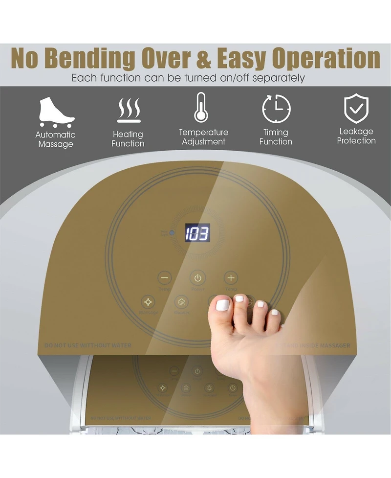 Skonyon Foot Spa Bath Massager with 3-Angle Shower and Motorized Rollers-Coffee