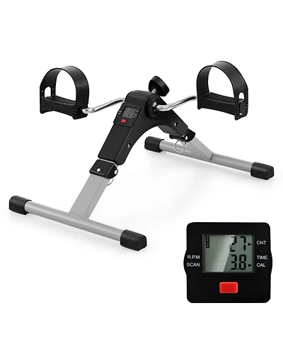 Skonyon Under Desk Exercise Bike Pedal Exerciser with Lcd Display for Legs and Arms Workout-Black
