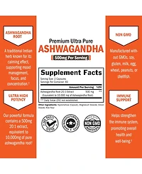 Ashwagandha Supplements - Extra Strength Ashwagandha Capsules with 500mg 20 to 1 Root Extract Equivalent to 10,000mg Ashwaganda Powder