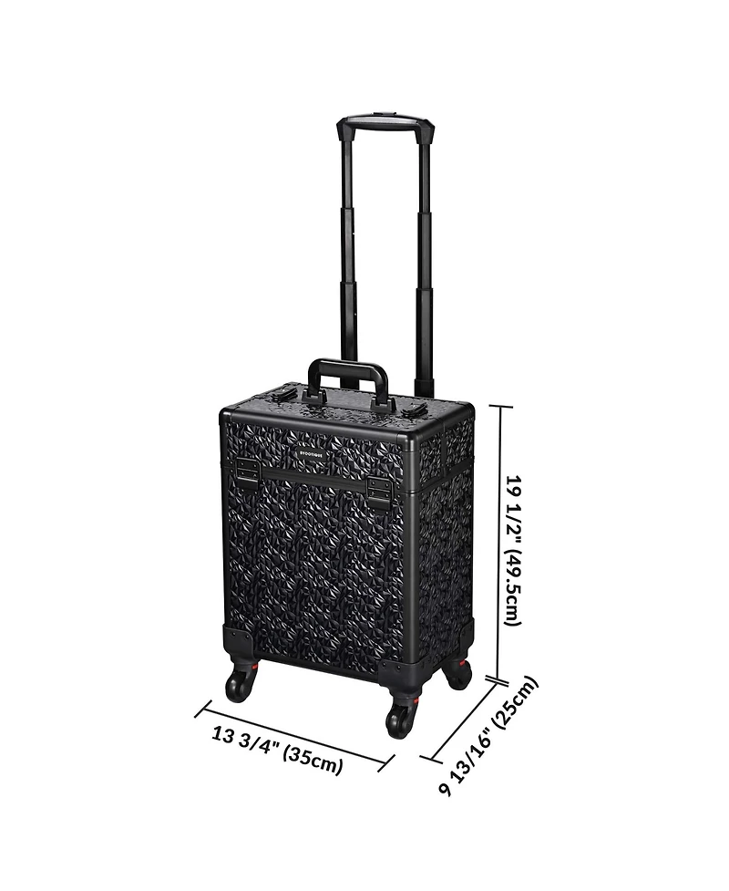 Byootique Rolling Makeup Train Case Cosmetic Trolley Organizer Mermaid Black
