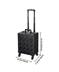 Byootique Rolling Makeup Train Case Cosmetic Trolley Organizer Mermaid Black