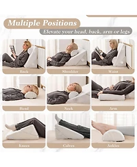 Sugift 3 Pieces Bed Wedge Pillow Set with Air Memory Foam