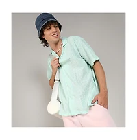 Men's Mint Green Embroidered Zig-Zag Shirt