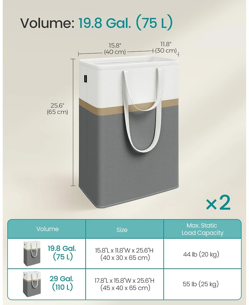 Slickblue Top Laundry Hampers for Easy Organization and Stylish Storage Solutions (Set of 2)