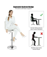 Sugift Set of 2 Square Swivel Adjustable Bar Stools with Back and Footrest