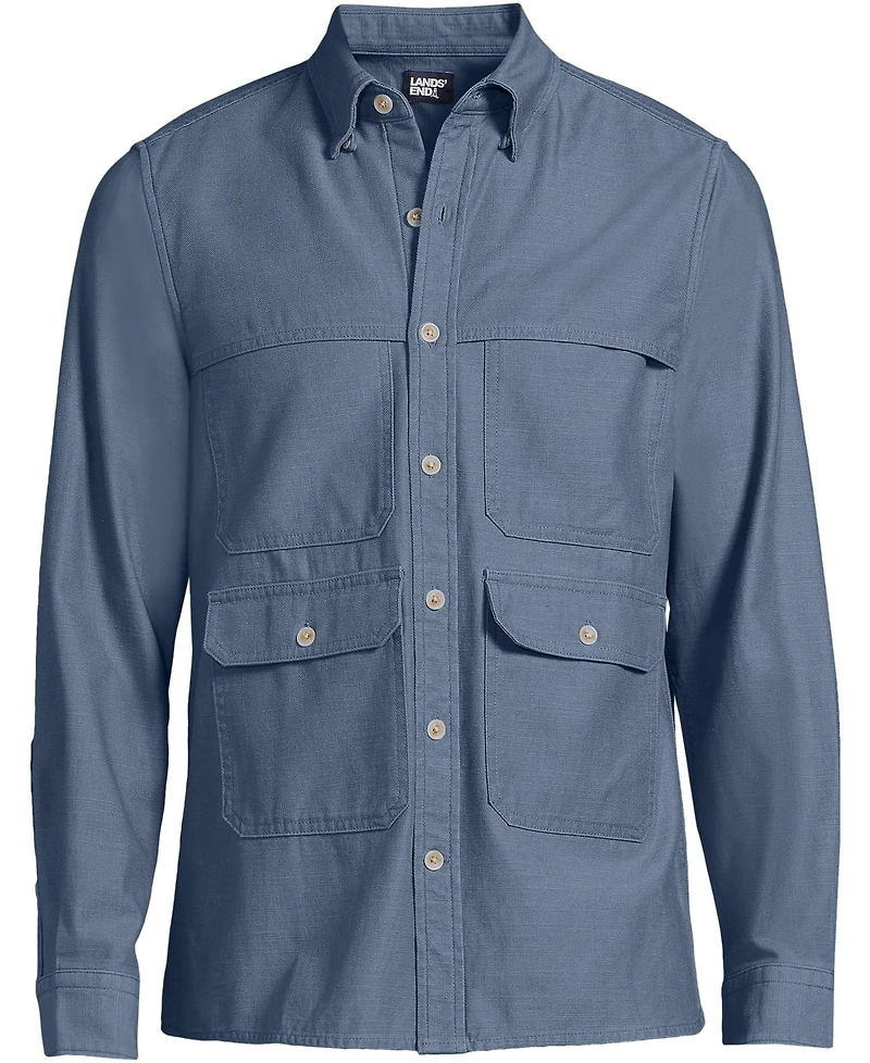 Lands' End Men's Long Sleeve Textured Twill Utility Shirt