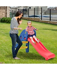 Gymax 2 Step Children Folding Slide Plastic Fun Toy Up-down For Kids Indoor & Outdoor
