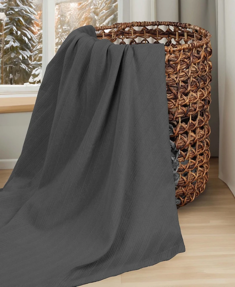 Superior Milan Cotton Jacquard Dobby Weave Textured Striped Lightweight Woven Throw, 50" x 60"