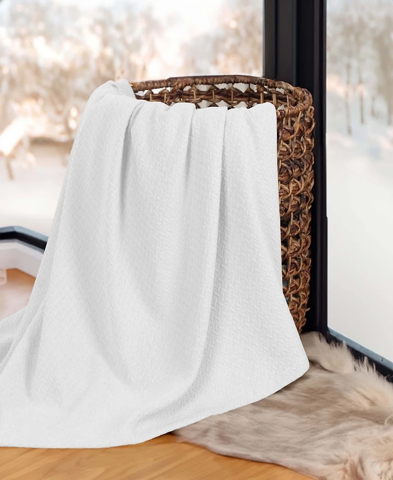 Superior Nobel Cotton Jacquard Dobby Weave Textured Chevron Lightweight Woven Throw, 50" x 60"