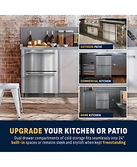 Newair 24 inch Refrigerator and Outdoor Freezer, Undercounter Refrigerator Freezer Convertible, Dual Zone Cooler with Drawer and External Controls, So
