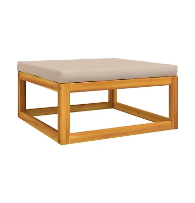 vidaXL Patio Footrest with Taupe Cushion Solid Wood Acacia