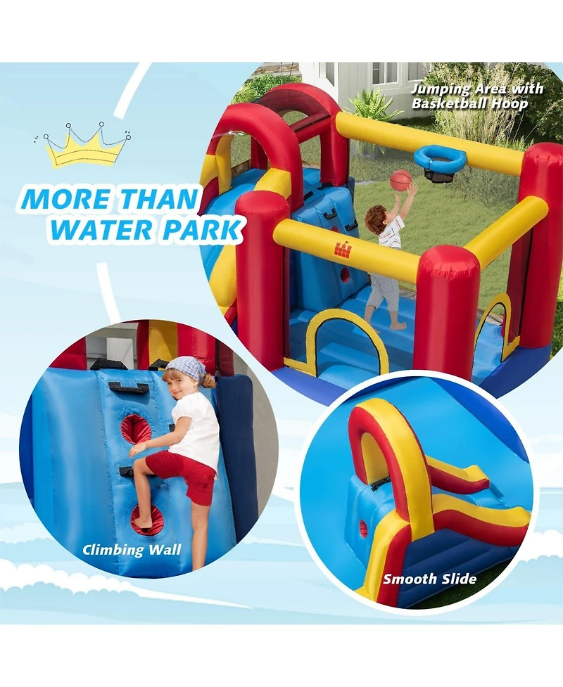 Inolait 7 in 1 Outdoor Inflatable Bounce House with Water Slides and Splash Pools with 950W Blower