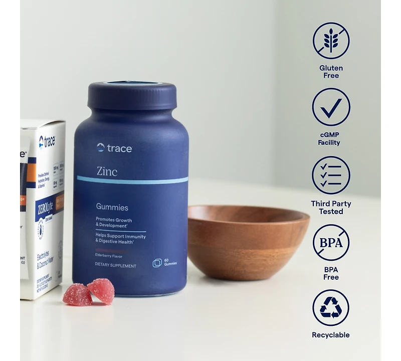 Trace Minerals Zinc Gummies - Chewable Zinc Supplement with Elderberry - Supports Immune System Health