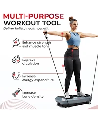 Sunny Health & Fitness 3D Vibration Plate w Resistance Bands, Oscillation Therapy Platform with 16 Speed Settings and 3 Vibration Modes