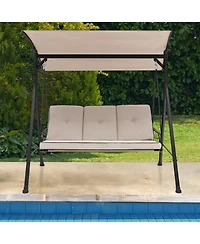Sugift 3-Person Outdoor Patio Porch Swing with Adjustable Canopy and 900 Lbs Weight Capacity