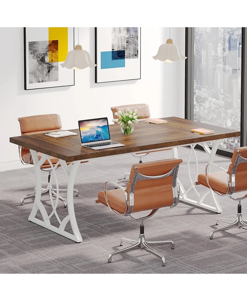 Tribesigns Conference Table, 62.99" L x 31.49" W x 29.52" H Rectangle Meeting Room Table, Modern Rustic Seminar Boardroom Table Executive Desk for Off