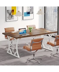 Tribesigns Conference Table, 62.99" L x 31.49" W x 29.52" H Rectangle Meeting Room Table, Modern Rustic Seminar Boardroom Table Executive Desk for Off
