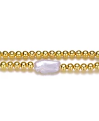Baroque White Pearl Ball Bead Link Stretchable Layering Bracelet