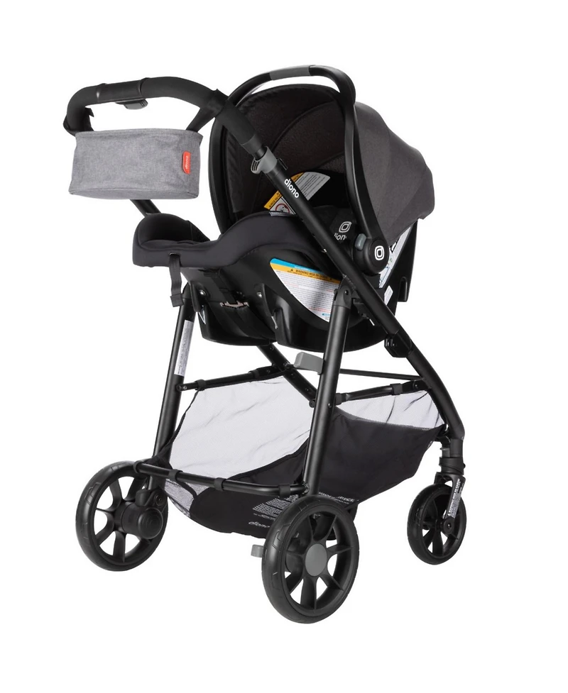 Diono Quantum 4 3-in-1 Travel System with LiteClik30 R SafePlus Infant Car Seat and Base, Gray Slate