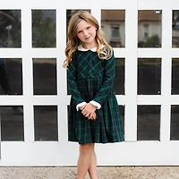 Hope & Henry Toddler Girls Organic Long Sleeve Peter Pan Collar Ruffle Cuff Party Dress