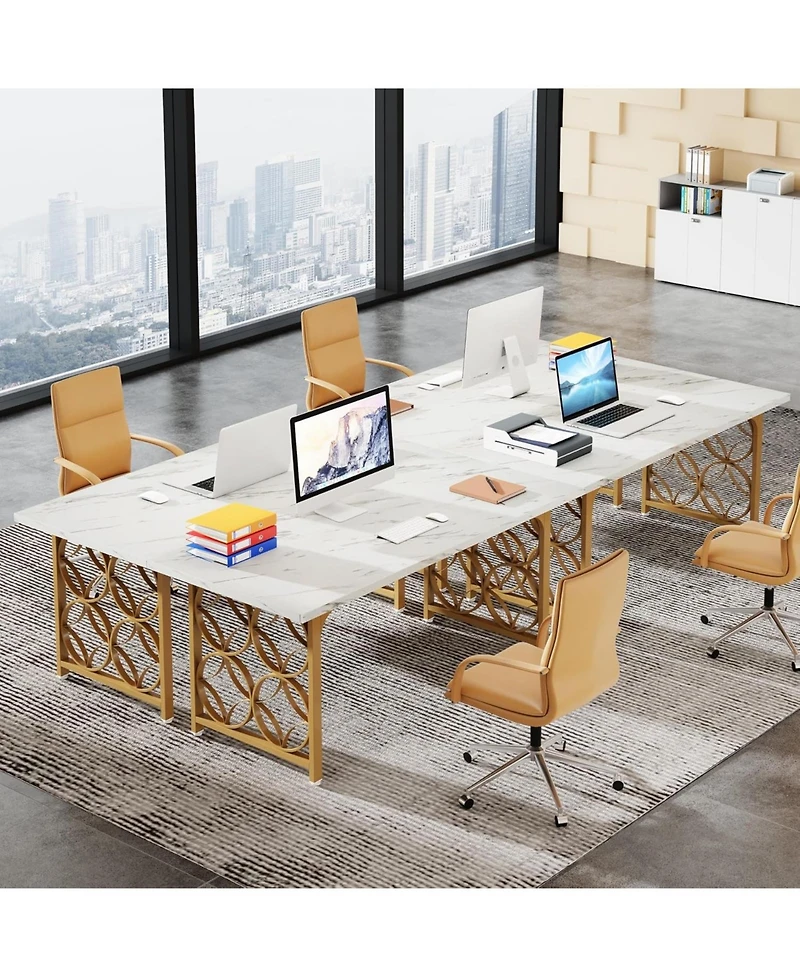 Tribesigns Conference Table for 4-6 People, 62.99" L x 31.49" W Rectangular Meeting Room Table, Seminar Table Boardroom Desk with Sturdy Metal Frame f