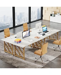 Tribesigns Conference Table for 4-6 People, 62.99" L x 31.49" W Rectangular Meeting Room Table, Seminar Table Boardroom Desk with Sturdy Metal Frame f