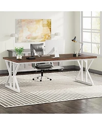 Tribesigns 78.7-Inch Executive Desk, Large Computer Office Desk Workstation, Modern Study Writing Table Business Furniture for Home