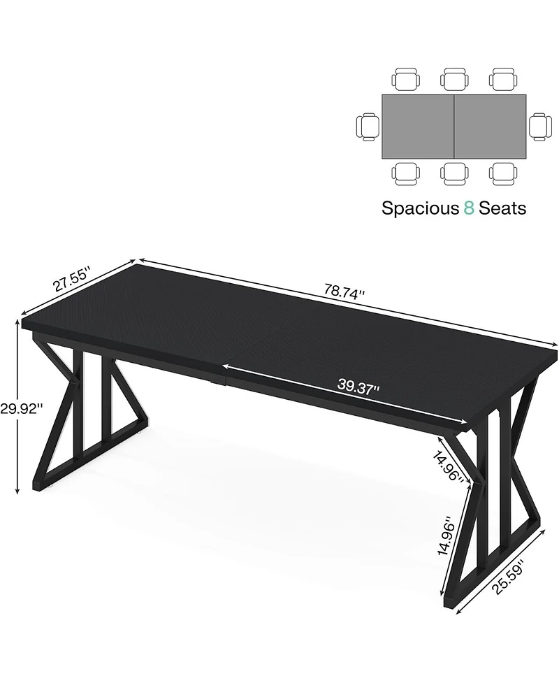 Tribesigns 78.7-Inch Executive Desk, Large Computer Office Desk Workstation, Modern Study Writing Table Business Furniture for Home