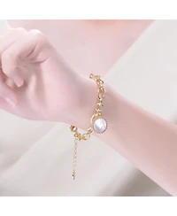 14K Gold Plated Cubic Zirconia Chain with Charm Bracelet