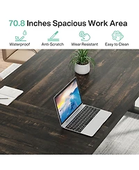 Tribesigns 6FT Conference Table, 70.86 L x 31.49 W 29.52 H Inches Rectangle Meeting Room Rustic Wood Seminar Table Executive Desk