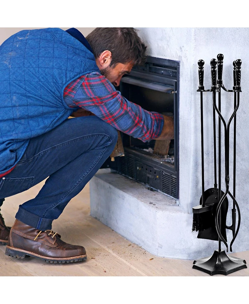 Sugift 31 inch 5 Pieces Metal Fireplace Tool Set with Stand