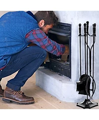 Sugift 31 inch 5 Pieces Metal Fireplace Tool Set with Stand