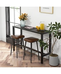 Inolait 55 Inch Outdoor Bar Table with Waterproof Top and Heavy-duty Metal Frame