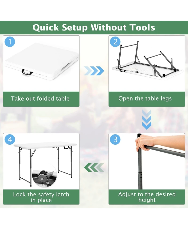 Sugift 3-Level Height Adjustable Folding Table