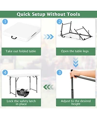 Sugift 3-Level Height Adjustable Folding Table