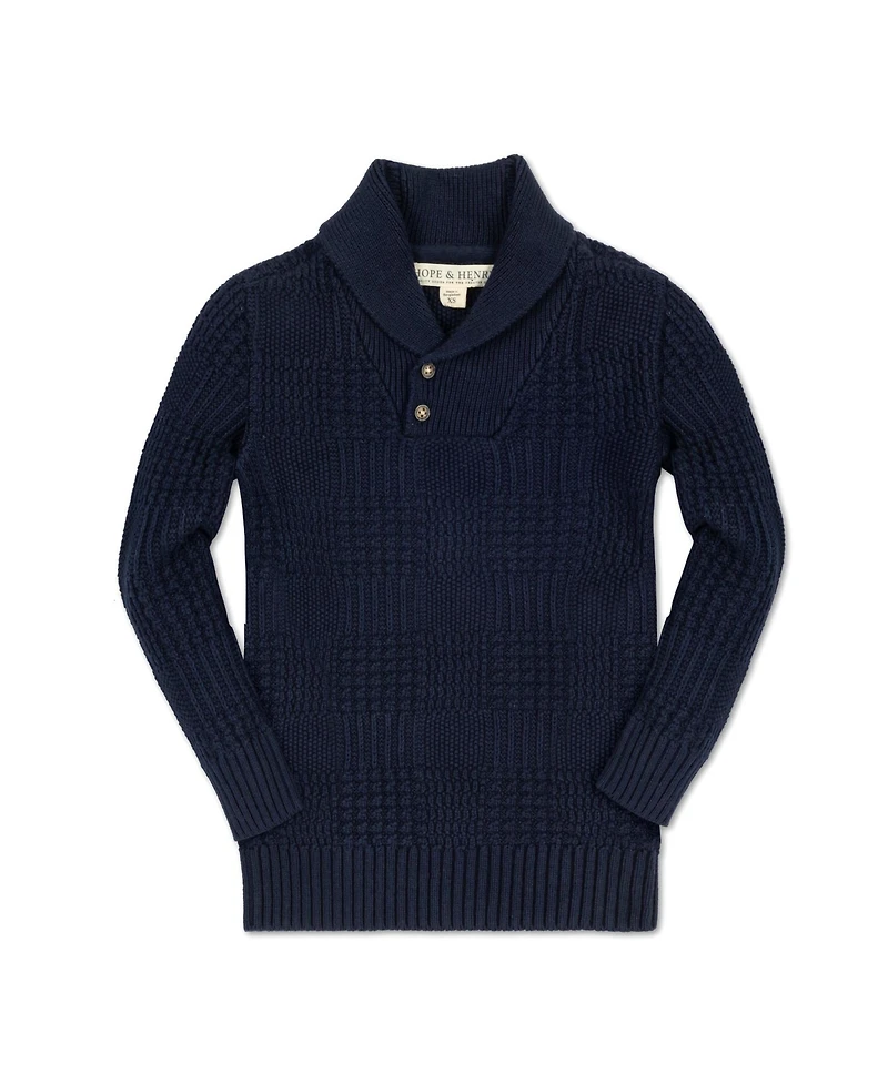 Hope & Henry Baby Boys Long Sleeve Textured Shawl Collar Sweater