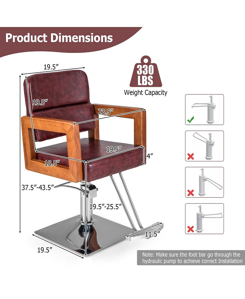 Sugift Hydraulic Barber Chair Salon Chair for Hair Stylist with 360 Degrees Swivel