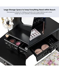 Costway Vanity Jewelry Makeup Dressing Table Stool Drawer