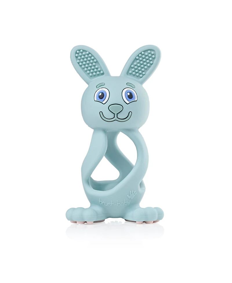 Brush-Baby Bobbie Bunny Baby Teether Toy Eucalyptus Green | Twist & Bounce Teething Toy